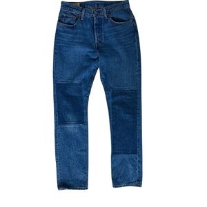Levi’s Patchwork Blue Denim High Rise Straight Leg Jeans, Size 27